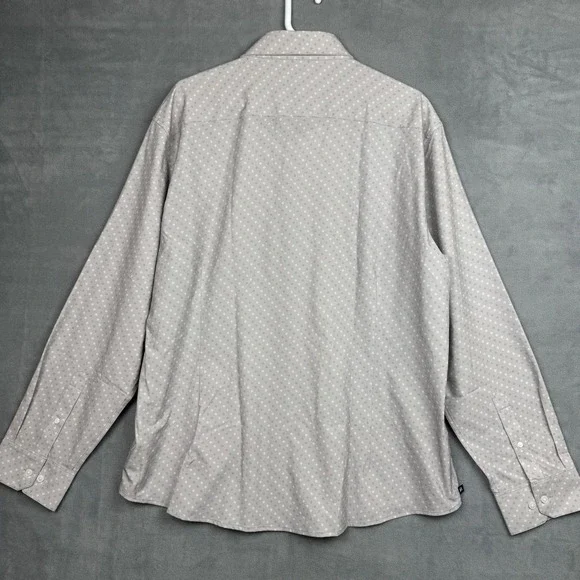 Mizzen+Main Leeward Performance Shirt XXL Trim No Tuck Grey Geometric 1WS-1903
